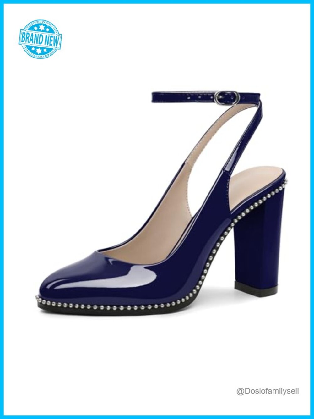Mettesally Women's Slingback Chunky High Heels Closed Toe Dressy Pumps